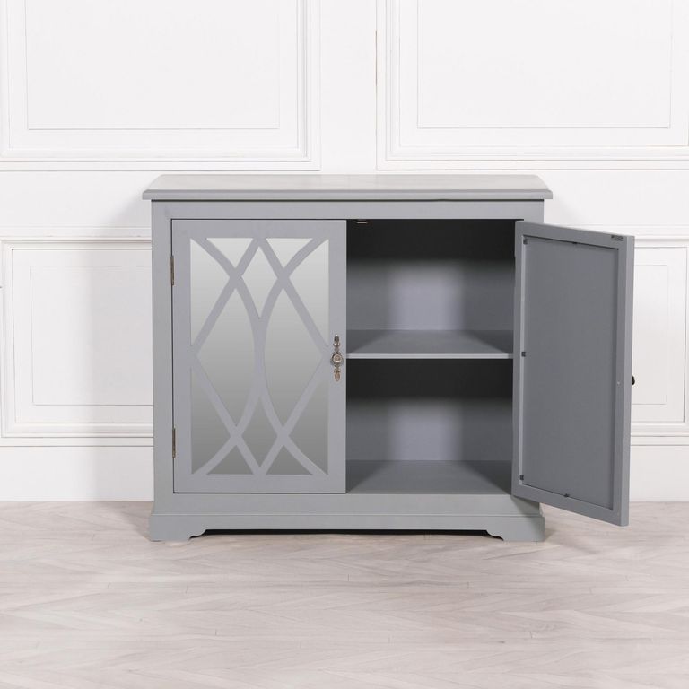 Grey Mirrored Cupboard - 2 Door