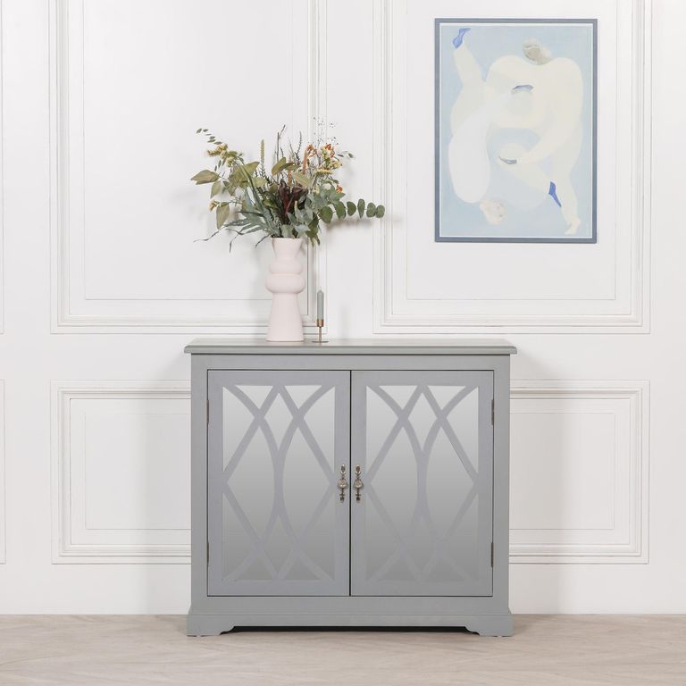 Grey Mirrored Cupboard - 2 Door
