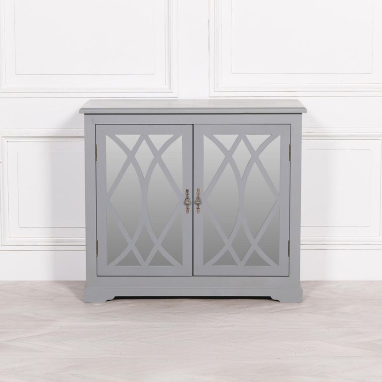 Grey Mirrored Cupboard - 2 Door