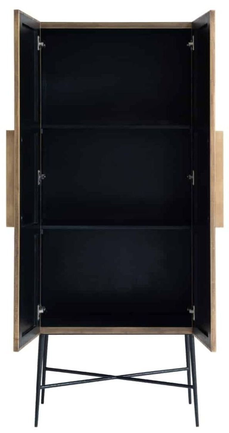 Ironville Brass Ribbed 2 Door Tall Cupboard