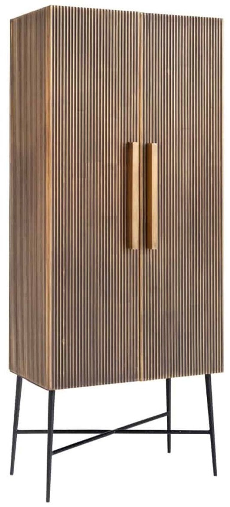 Ironville Brass Ribbed 2 Door Tall Cupboard