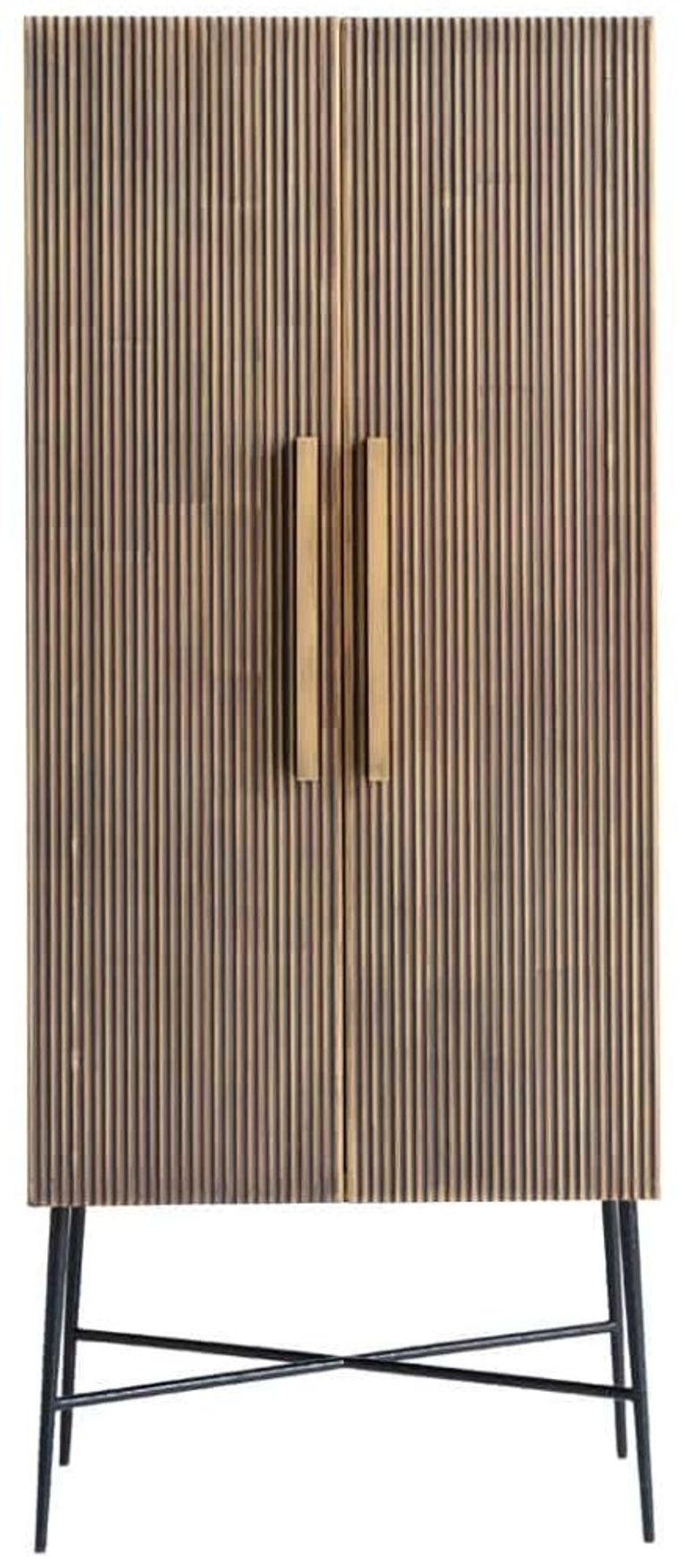 Ironville Brass Ribbed 2 Door Tall Cupboard