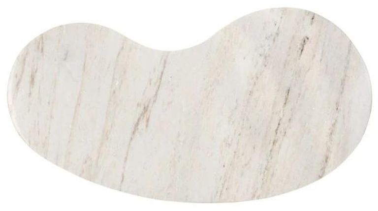 Mayfield White Marble Top 1 Door Bar Cabinet - Dark Wood Fluted Base