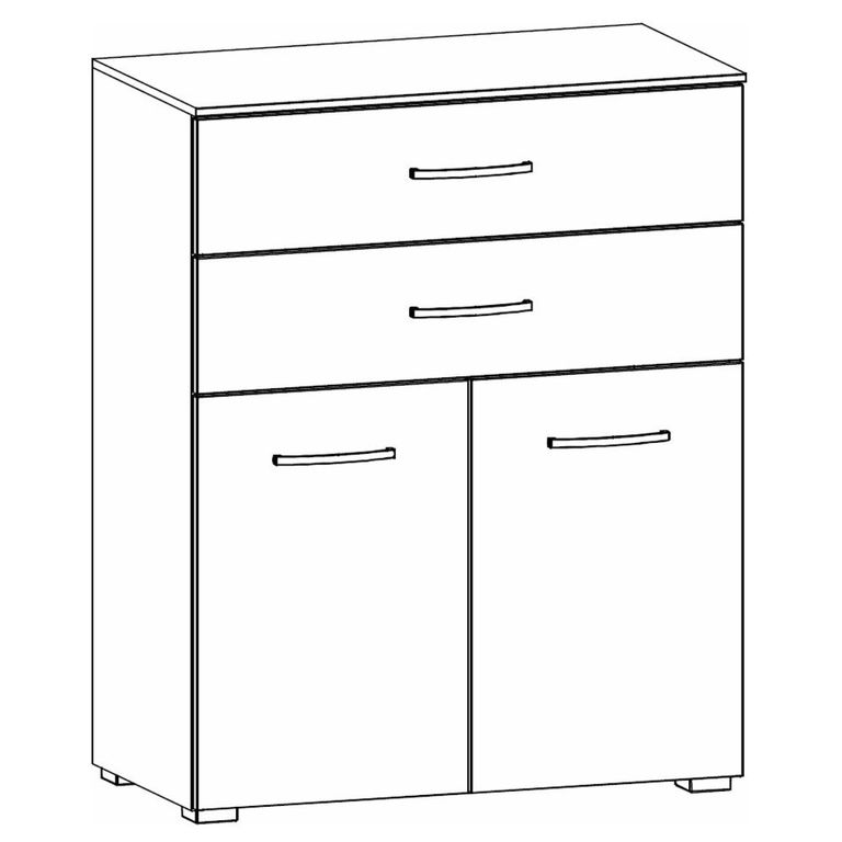 Aditio Cupboard - 2 Door  with 2 Top Drawer - Champagne & Metallic Dark Grey