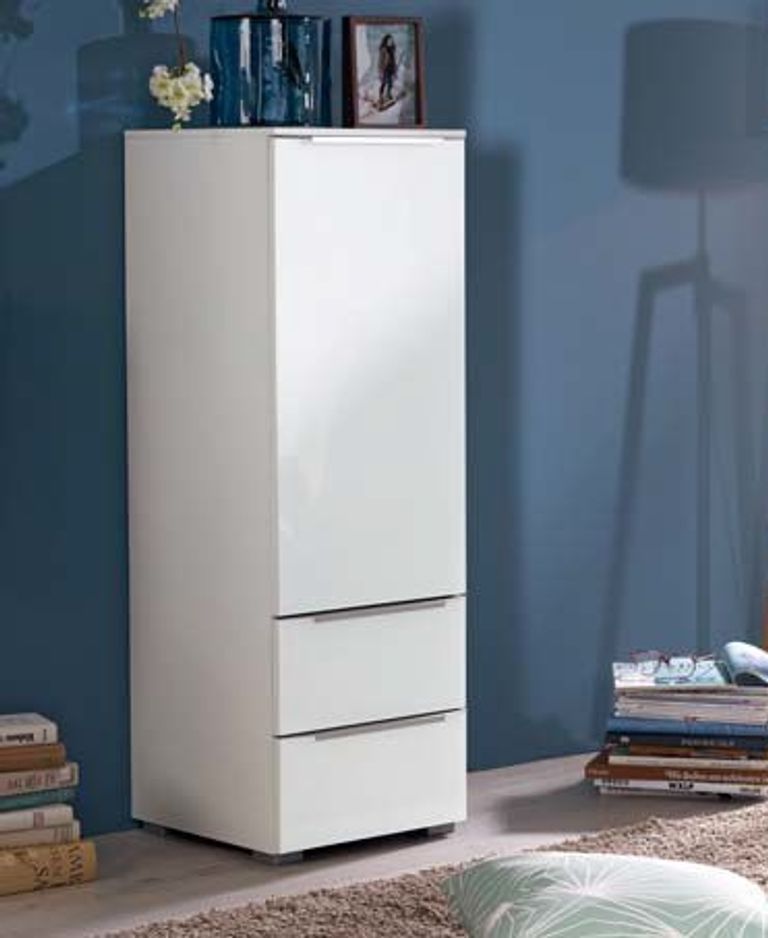 Aldono Chest - White - 2 Drawer - LH Door