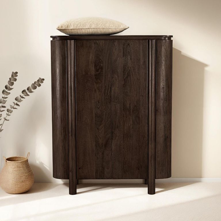 Salano Curved Hall Cabinet - 2 Door - Chestnut - Mango Wood