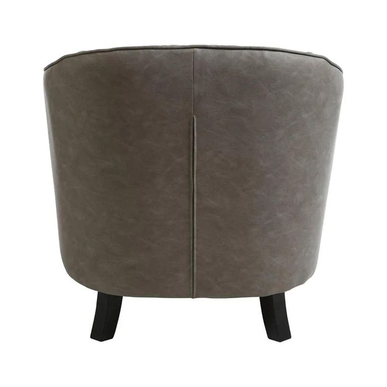 Derby Armchair - Grey Faux Leather with Footstool