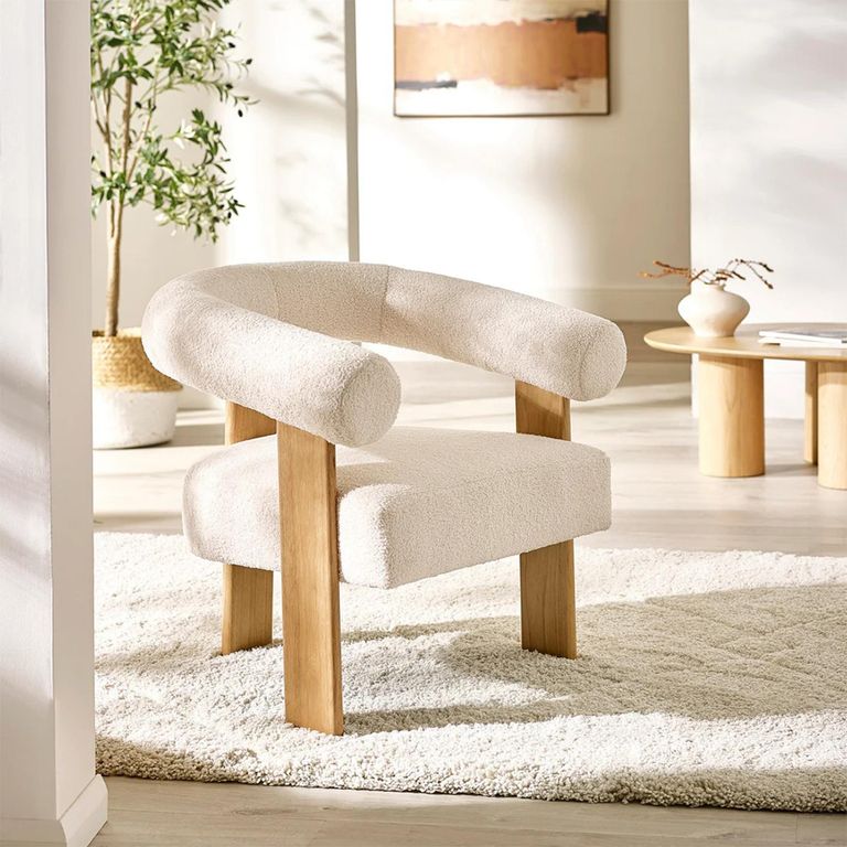 Freya Accent Chair - White Boucle Fabric