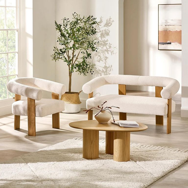 Freya Accent Chair - White Boucle Fabric