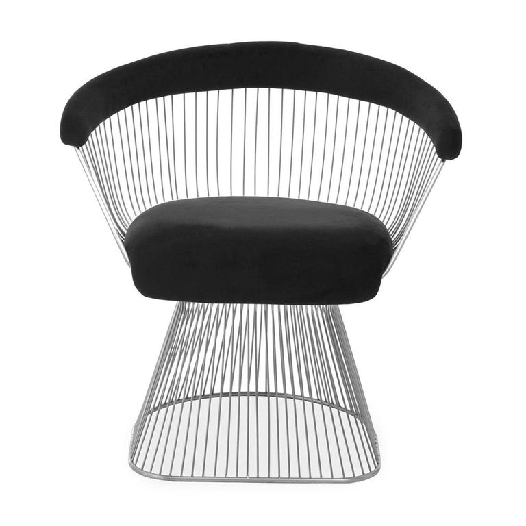 Anzio Chair - Black Velvet with Brushed Silver Base