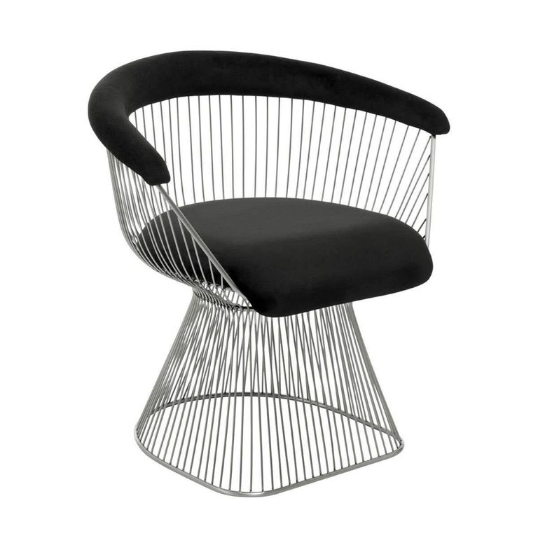 Anzio Chair - Black Velvet with Brushed Silver Base