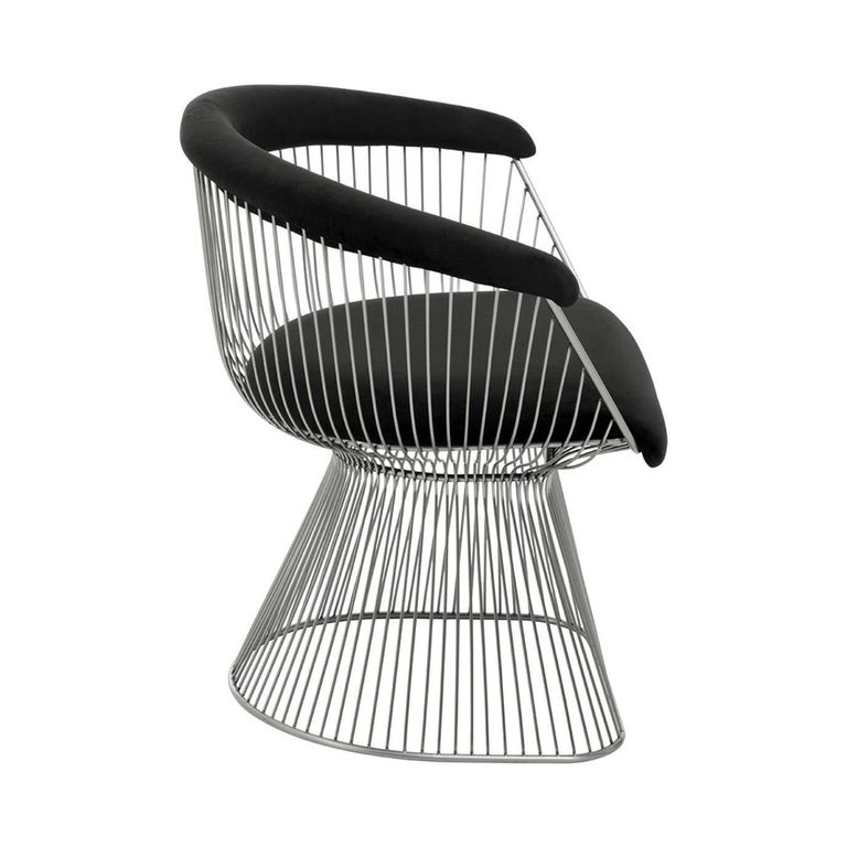 Anzio Chair - Black Velvet with Brushed Silver Base