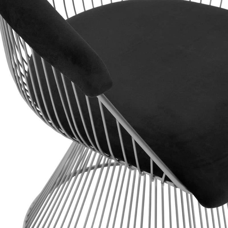 Anzio Chair - Black Velvet with Brushed Silver Base