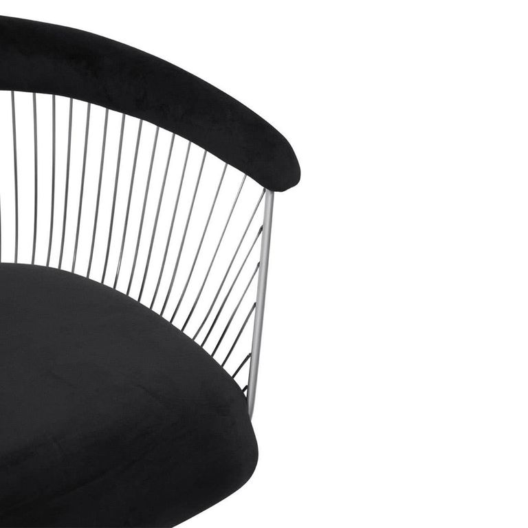 Anzio Chair - Black Velvet with Brushed Silver Base