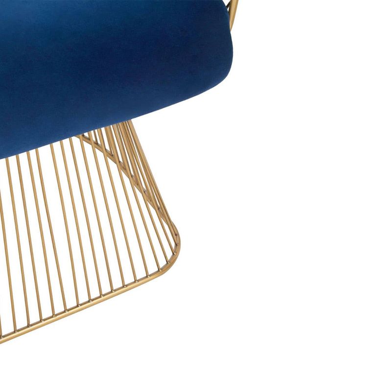 Anzio Chair - Navy Blue Velvet Fabric with Brushed Gold Base