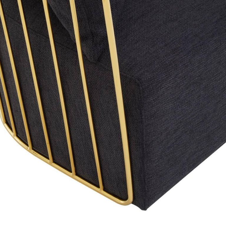 Azalea Lounge Chair - Black Fabric with Gold Metal Frame