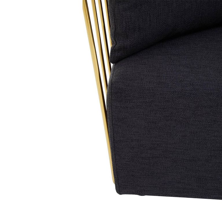 Azalea Lounge Chair - Black Fabric with Gold Metal Frame