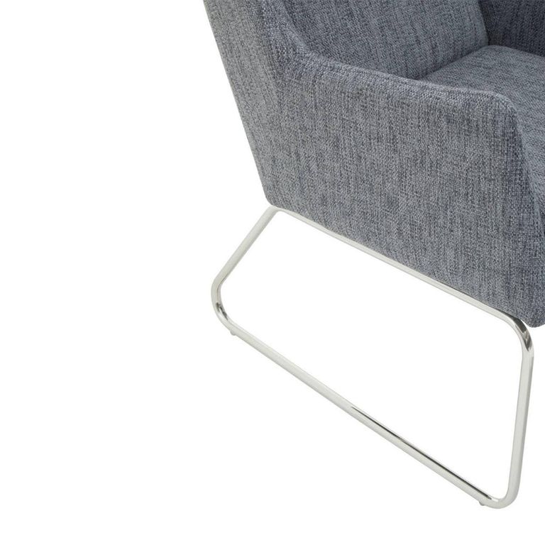 Azalea Lounge Chair - Grey Fabric with Footstool
