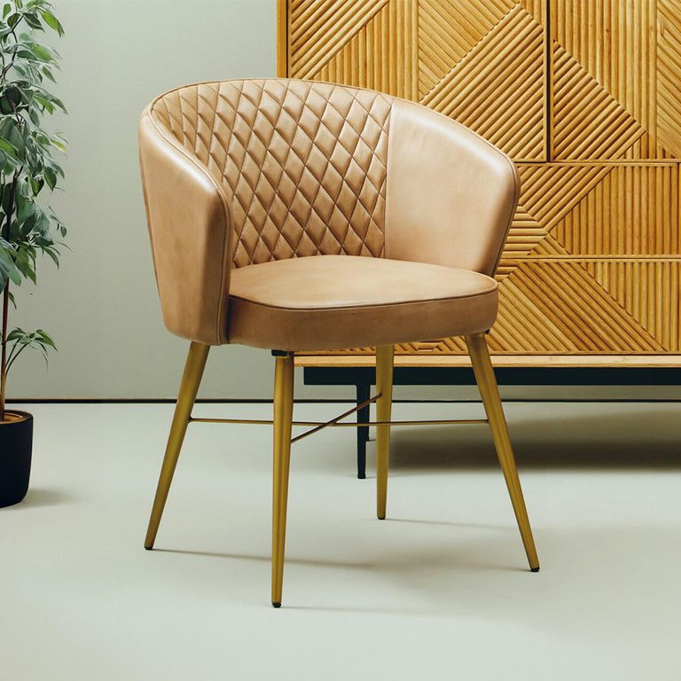 Buffalo Chair - Grey - Leather with Gold Metal Legs
