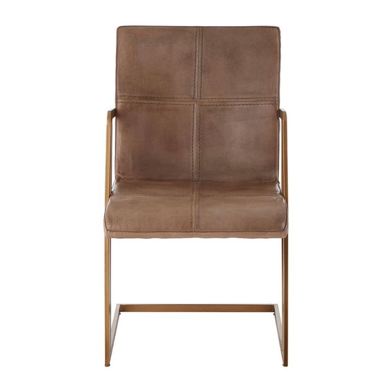 Buffalo Accent Chair - Swivel - Grey - Leather with Gold Metal