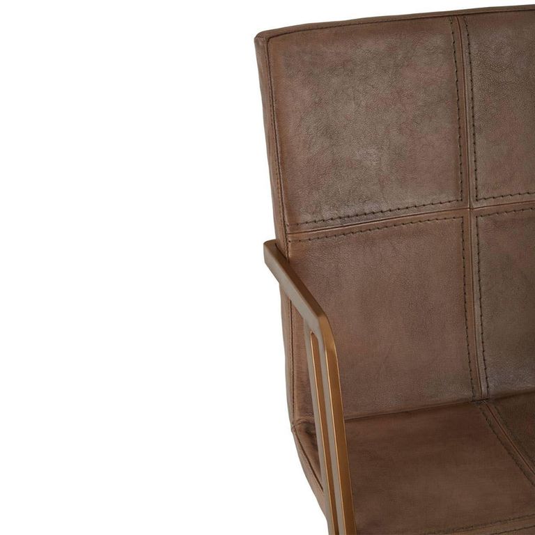 Buffalo Accent Chair - Swivel - Grey - Leather with Gold Metal
