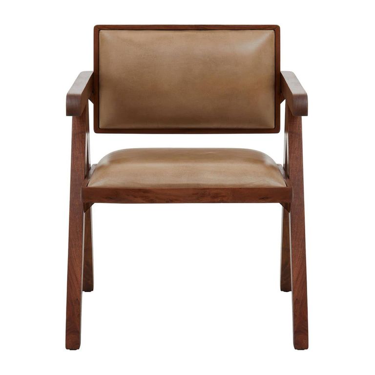 Buffalo Armchair - Beige - Leather with Wood