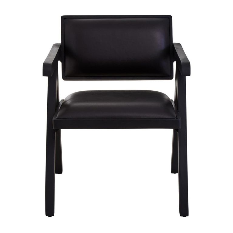 Buffalo Armchair - Black - Leather with Wood