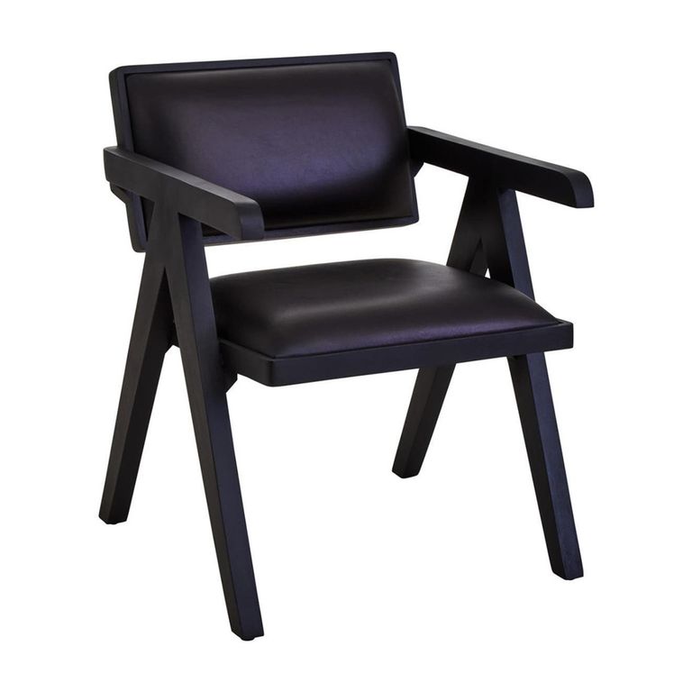 Buffalo Armchair - Black - Leather with Wood