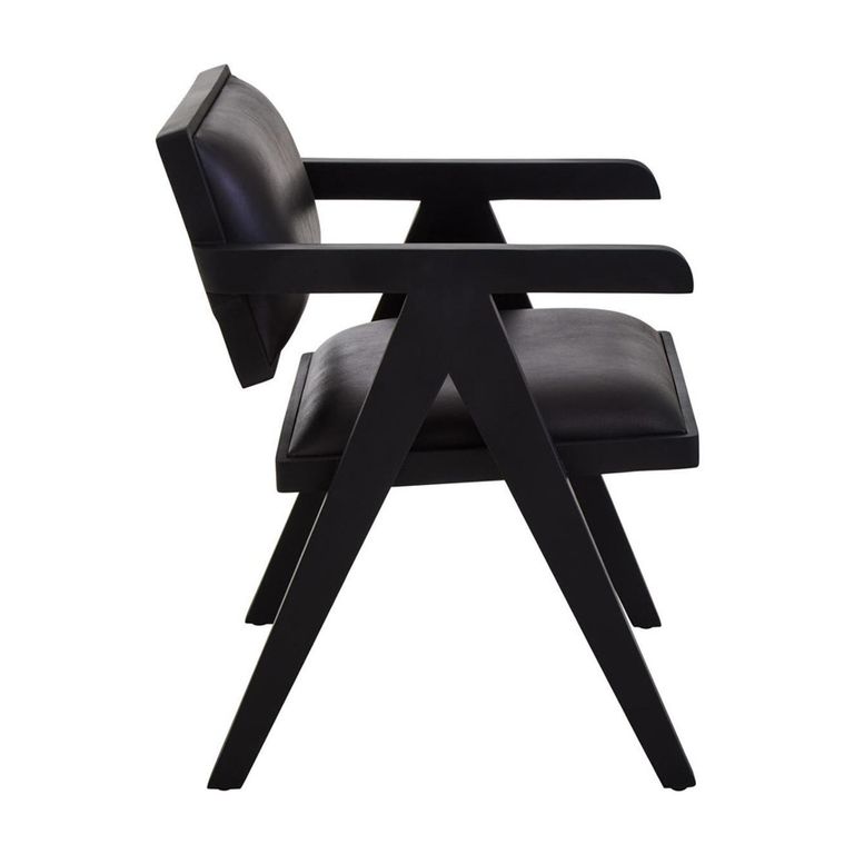 Buffalo Armchair - Black - Leather with Wood