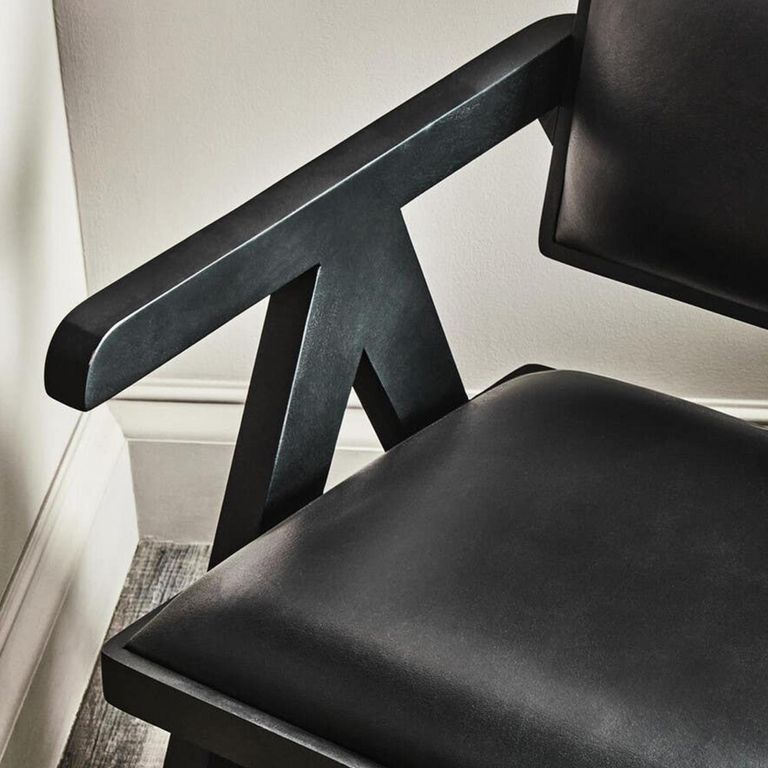 Buffalo Armchair - Black - Leather with Wood