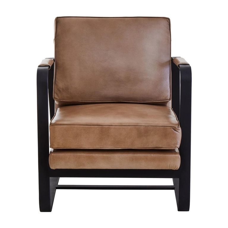 Buffalo Armchair - Grey - Leather with Black Metal