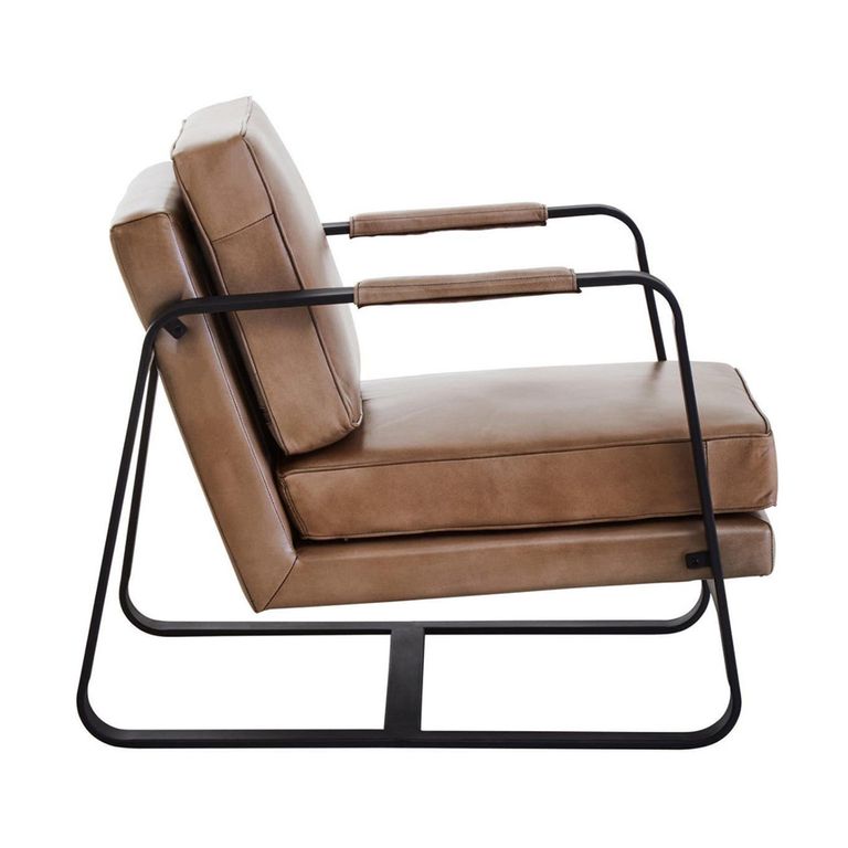 Buffalo Armchair - Grey - Leather with Black Metal