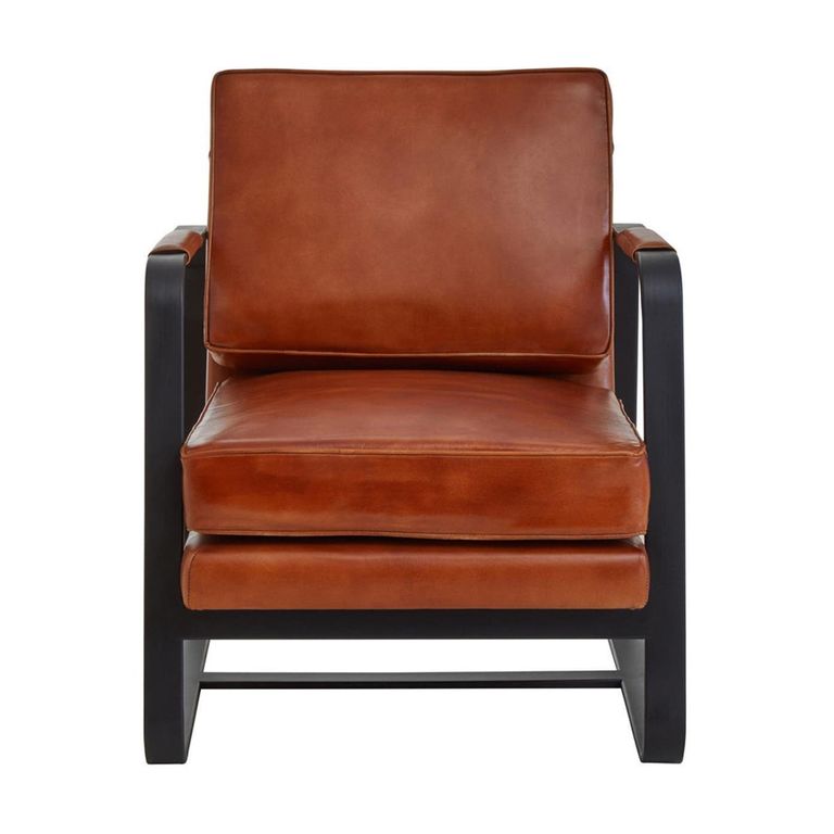 Buffalo Armchair - Tan - Leather with Black Metal