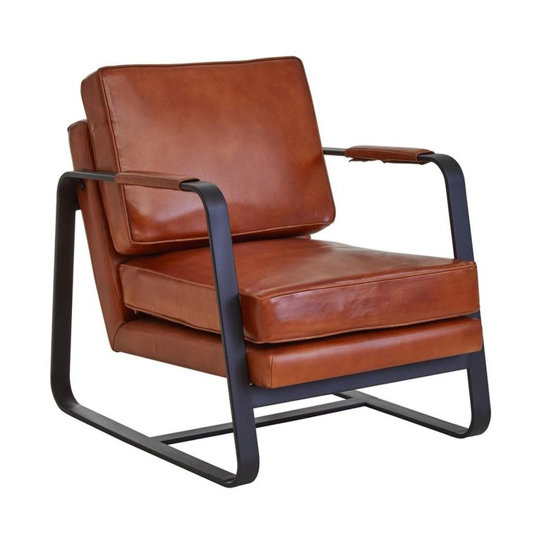 Buffalo Armchair - Tan - Leather with Black Metal