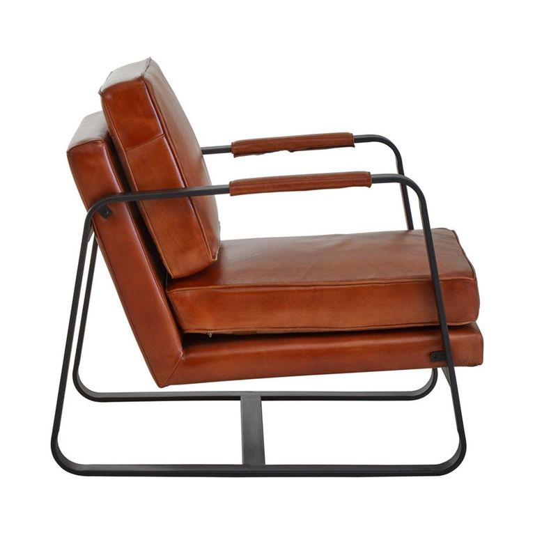 Buffalo Armchair - Tan - Leather with Black Metal