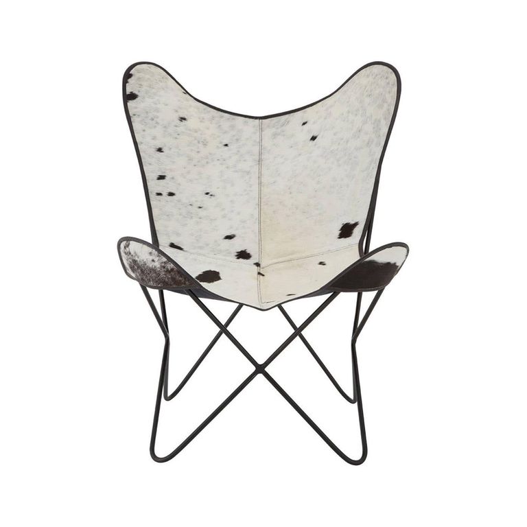 Buffalo Butterfly Chair - White and Black Cowhide