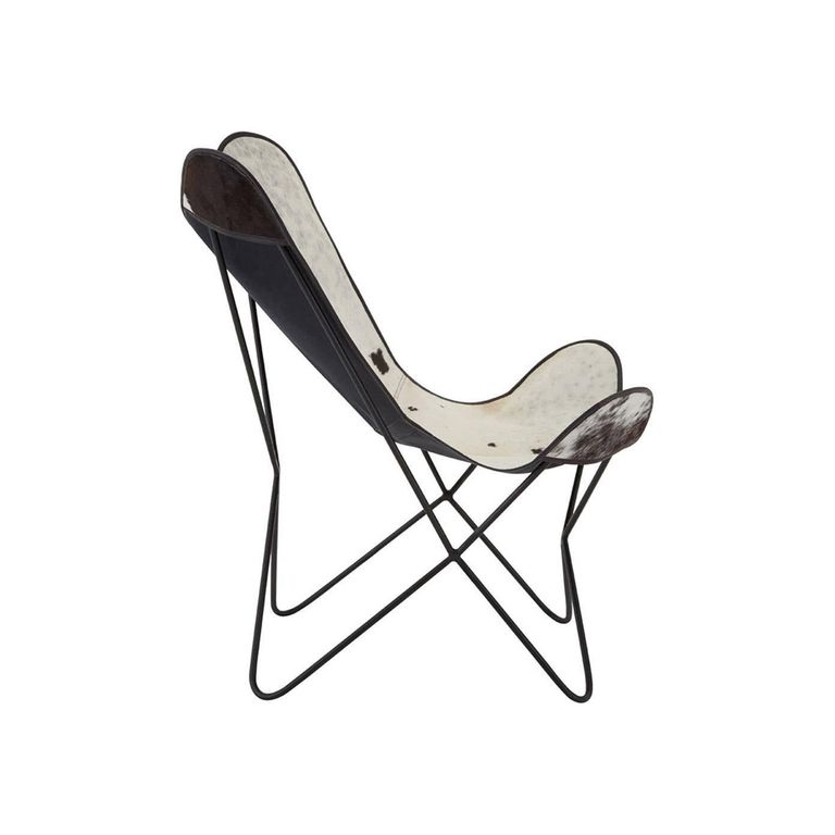 Buffalo Butterfly Chair - White and Black Cowhide