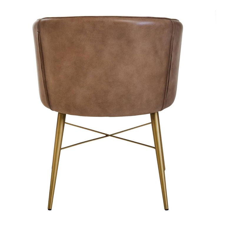 Buffalo Chair - Grey - Leather with Gold Metal Legs