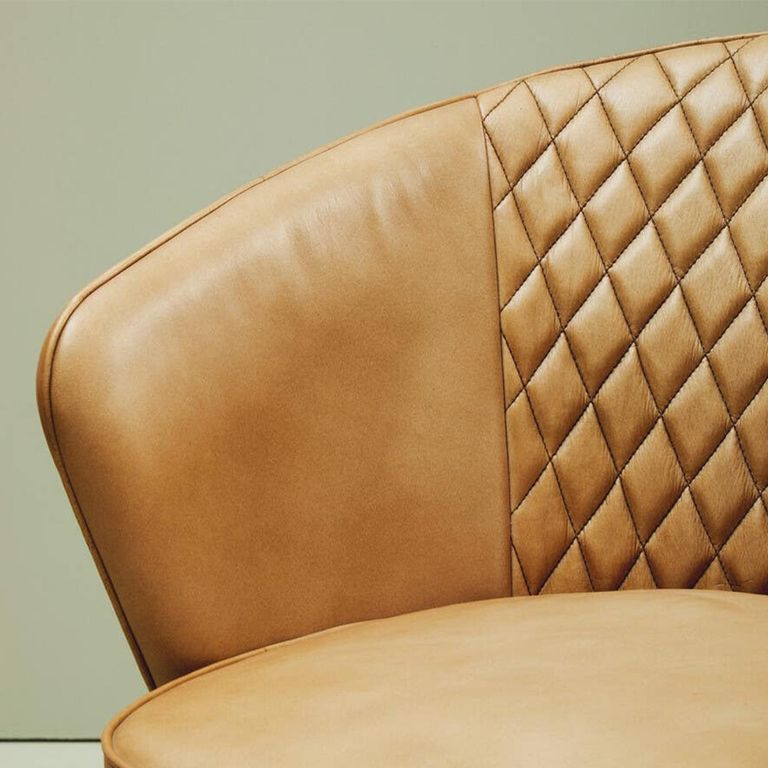 Buffalo Chair - Grey - Leather with Gold Metal Legs