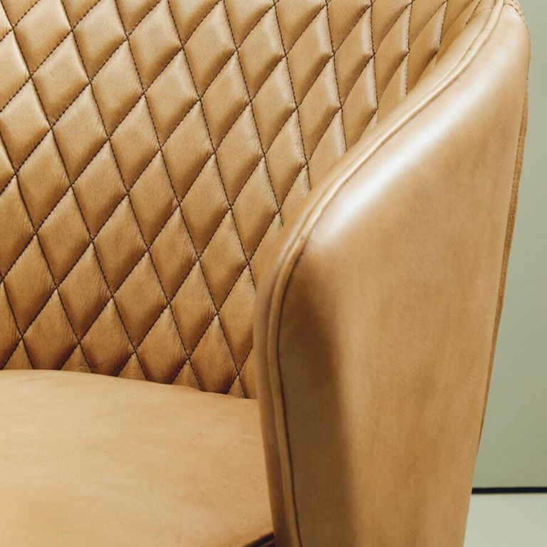 Buffalo Chair - Grey - Leather with Gold Metal Legs