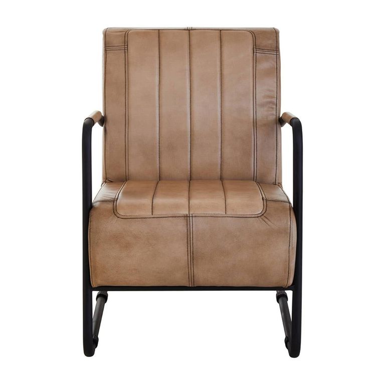 Buffalo Lounge Chair - Grey - Leather with Metal Legs