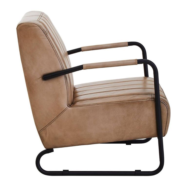 Buffalo Lounge Chair - Grey - Leather with Metal Legs