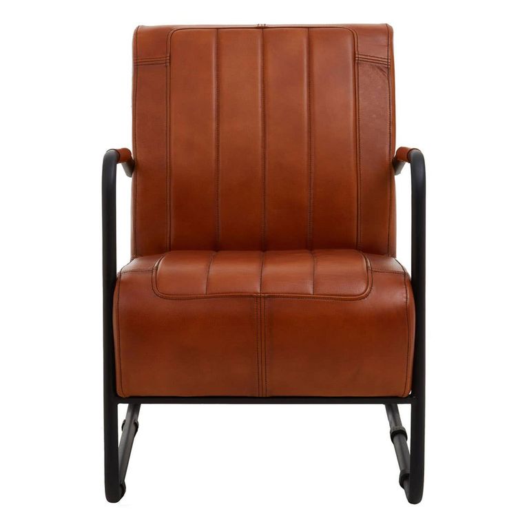 Buffalo Lounge Chair - Tan - Leather with Metal Legs