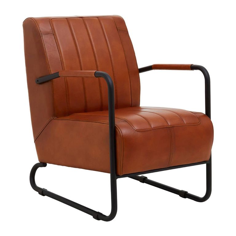 Buffalo Lounge Chair - Tan - Leather with Metal Legs