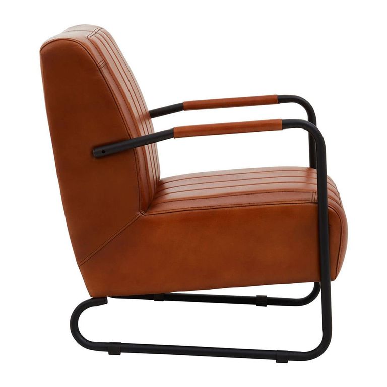 Buffalo Lounge Chair - Tan - Leather with Metal Legs