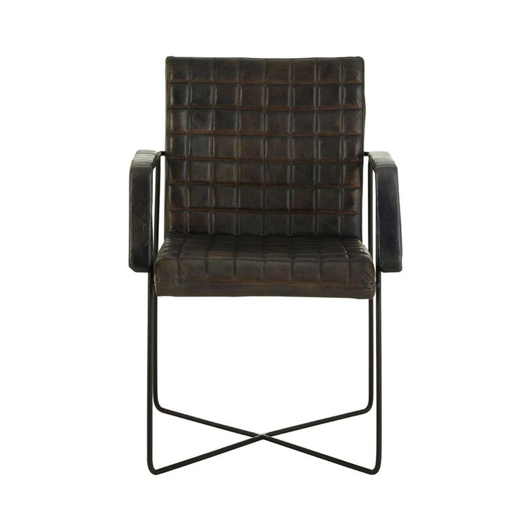 Buffalo Weave Chair - Grey - Leather with Metal