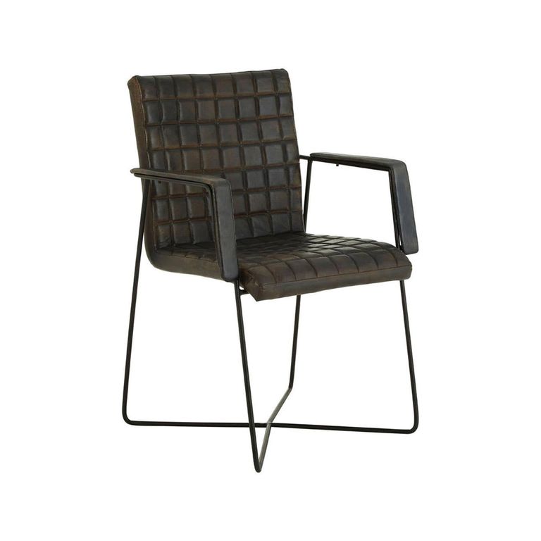 Buffalo Weave Chair - Grey - Leather with Metal