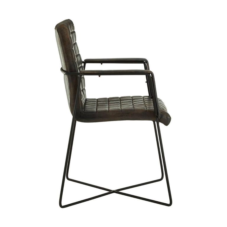 Buffalo Weave Chair - Grey - Leather with Metal