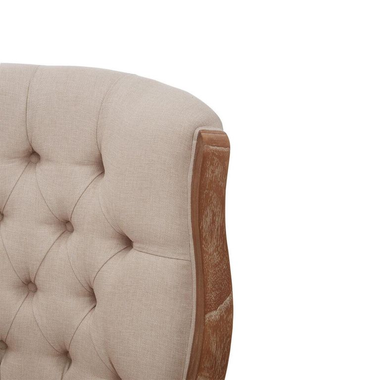 Cabra Armchair - Cream Fabric with Mahogany Wood