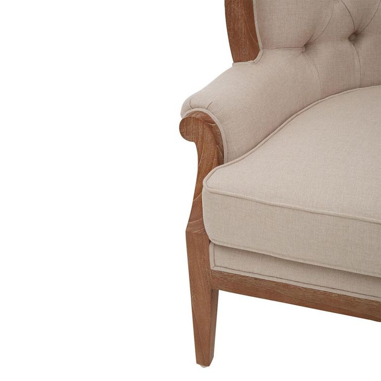 Cabra Armchair - Cream Fabric with Mahogany Wood